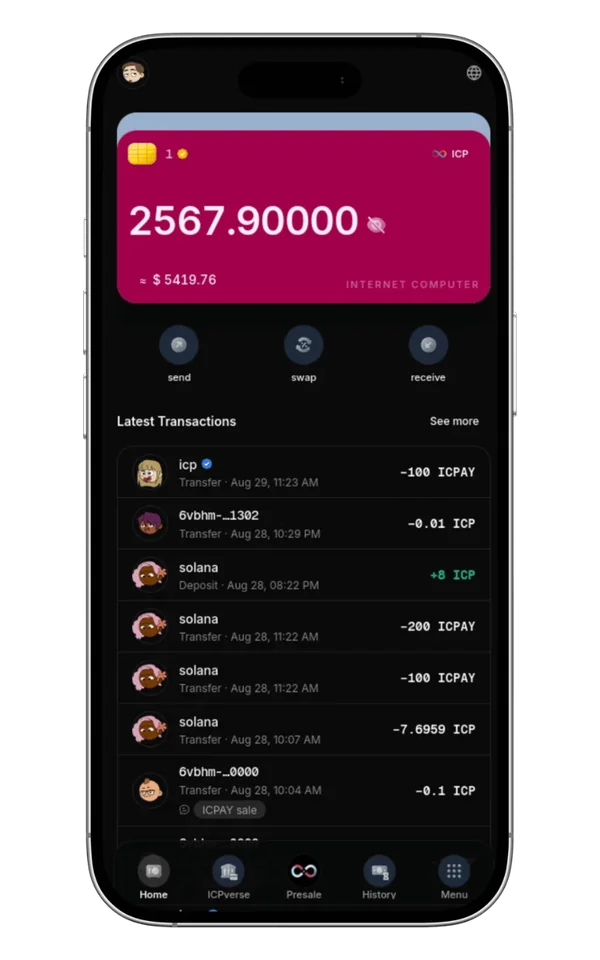 ICPay wallet on mobile ICPay wallet on mobile